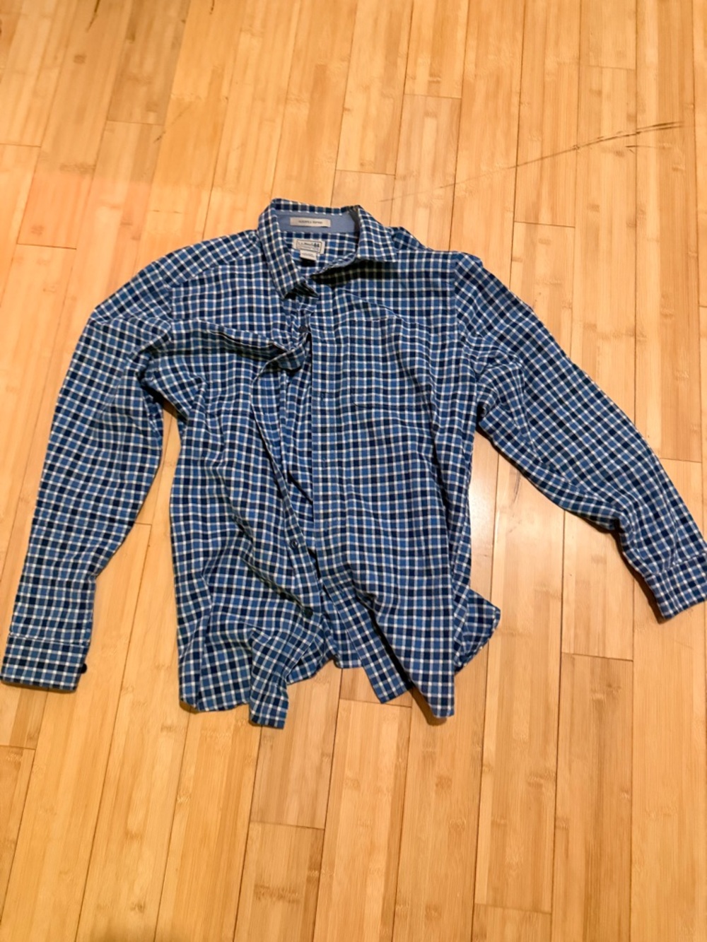L.L. Bean Blue and White Check Shirt - Slightly Fitted